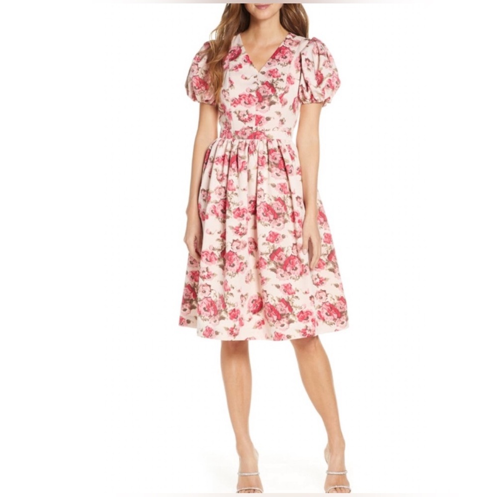 Rachel Parcell Pink Floral Midi Dress